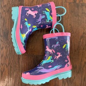 Kids Unicorn Rain Boots - Purple and Pink